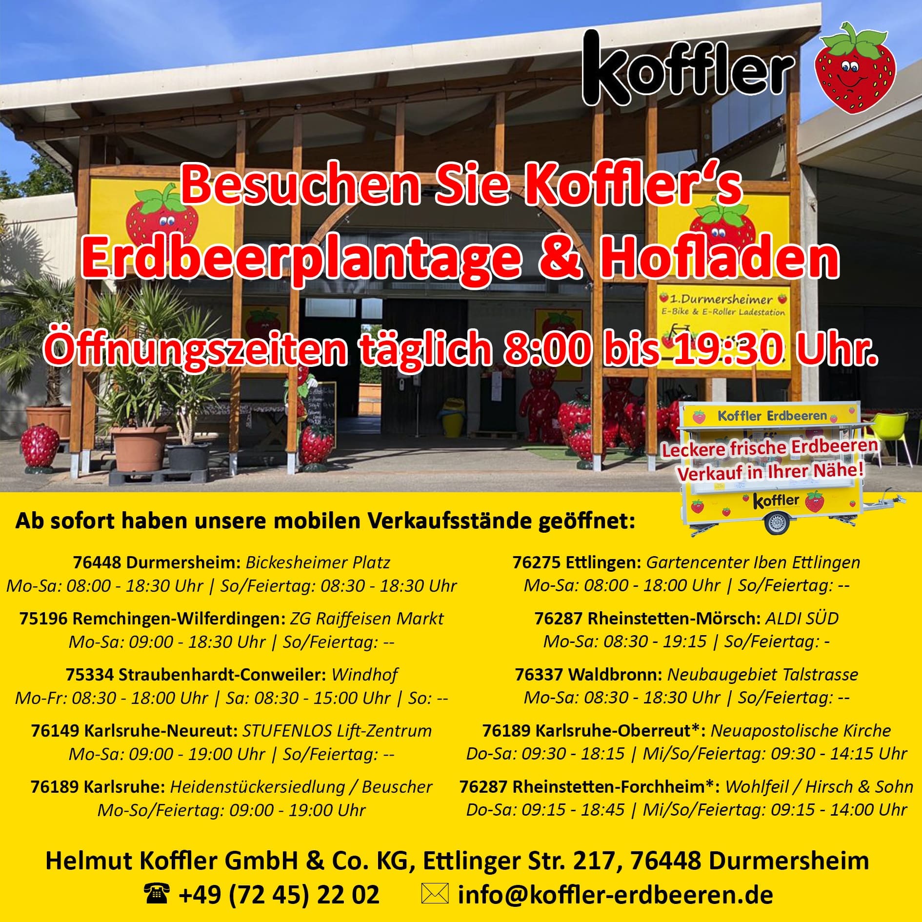 🍓 Unsere Verkaufsstände sind wieder geöffnet! 🚚☀️