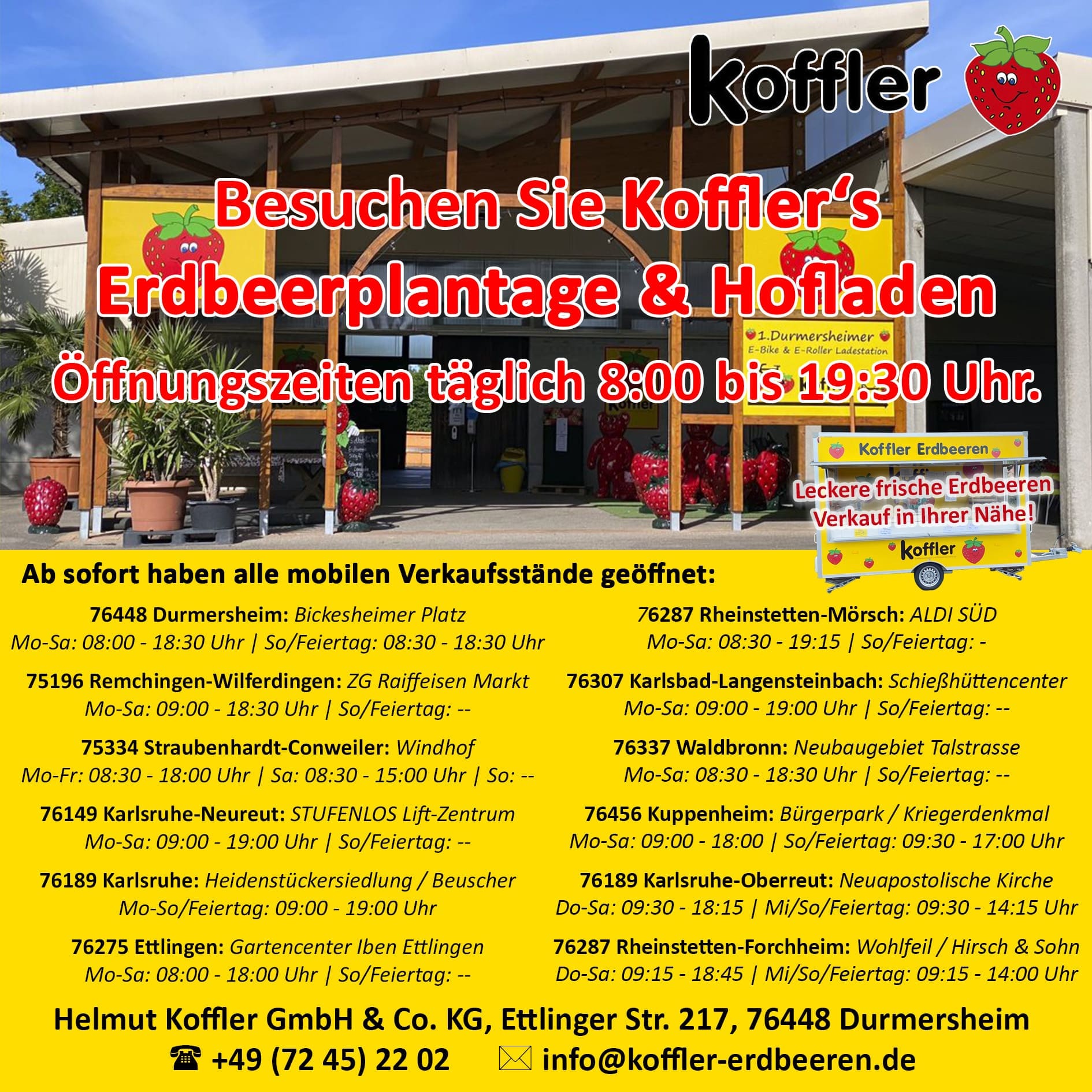🍓 Alle mobilen Verkaufsstände sind wieder geöffnet! 🚚☀️